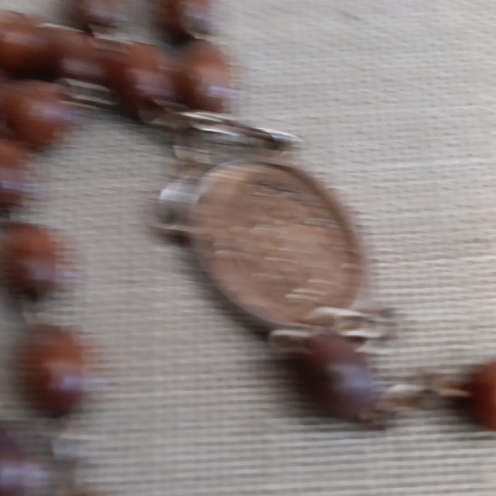 Wood Bead Rosary Neclace Vintage Italy - Picture 5 of 8